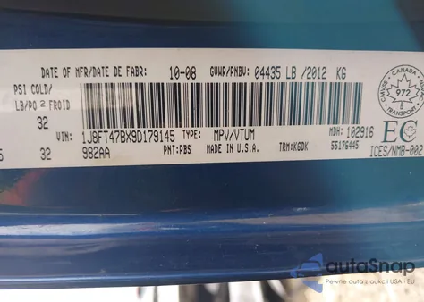 2009 Jeep Compass Sport/North from USA, damaged, VIN 1J8FT47BX9D179145